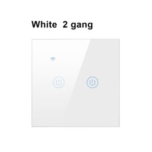 White 2 Gang Smart Wi-Fi Light Switch Touch Panel Double Control