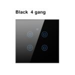 Black 4 Gang Smart Wi-Fi Light Switch Touch Panel Quad Control