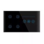 Black 4 Gang Smart Light Fan Control Switch Touch Panel Wi-Fi