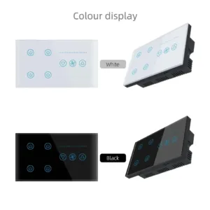 Smart Fan Light Switch White Black Color Display Touch Panel Home Automation