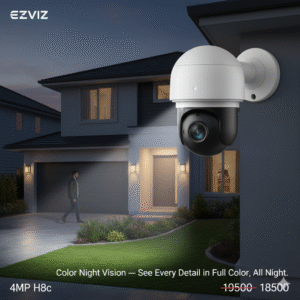 EZVIZ H8C 4MP outdoor smart camera with 360° pan/tilt, AI tracking, and color night vision, ideal for home exterior security.