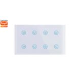 White 8 Gang Smart Wi-Fi Light Switch Touch Panel Tuya Powered Multi-Control