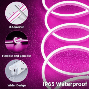 Pink LED Neon Strip Features IP65 Waterproof Flexible Cuttable Wider Design