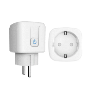 White EU Smart Plug Schuko Socket Side Front View Power Button