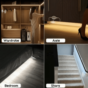 Motion Sensor LED Strip Lights Wardrobe Aisle Under Bed Stairs Night Lighting