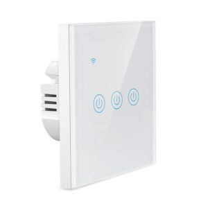 White 3 Gang Smart Wi-Fi Light Switch Touch Panel Side View Installation
