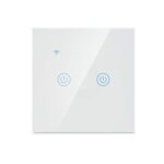 White 2 Gang Smart Wi-Fi Light Switch Touch Panel Side View Installation