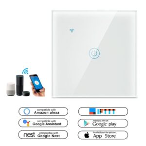 White 1 Gang Smart Wi-Fi Switch Alexa Google Assistant Nest IFTTT App Control