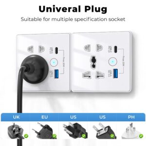 Universal Wall Socket USB-C PD USB-A QC Multi-Standard Plug UK EU US PH