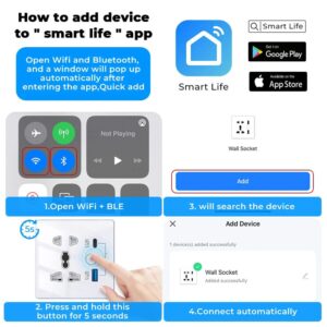 How to Add Universal Wall Socket Smart Life App WiFi Bluetooth Connect Setup